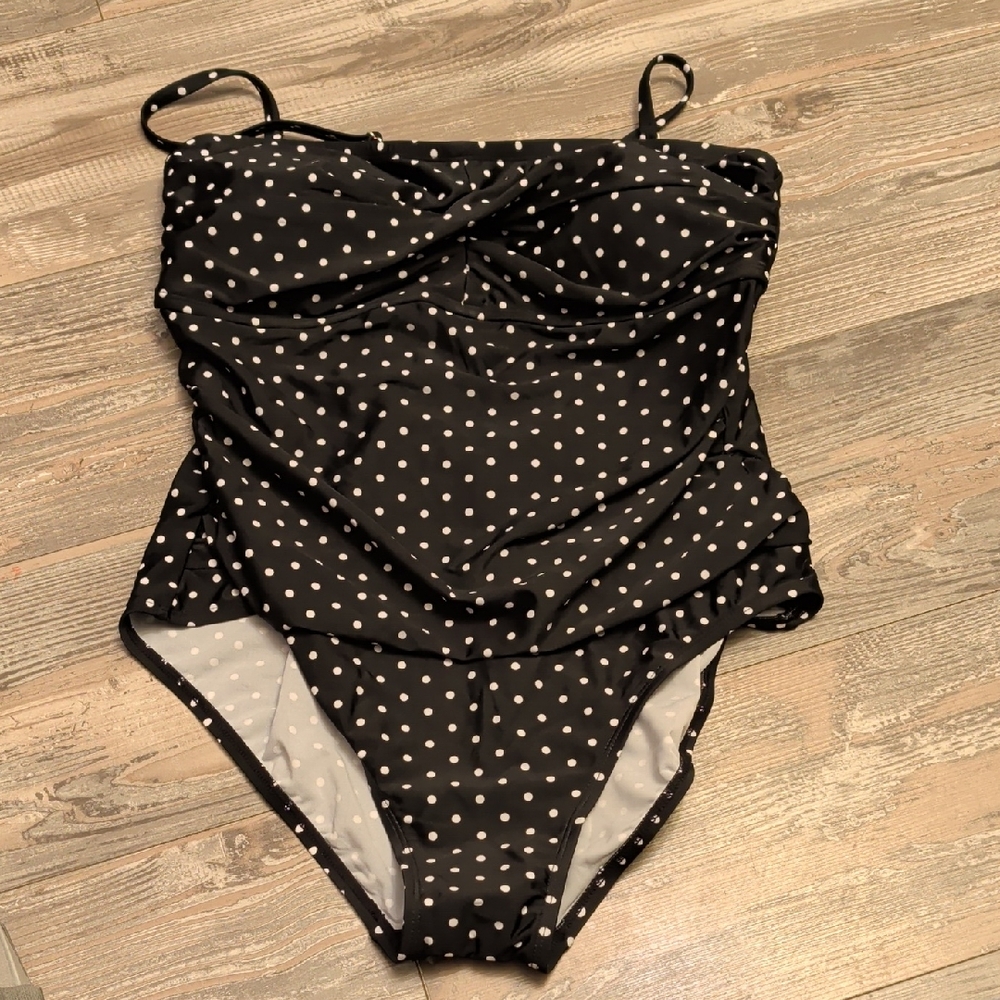 NWT Polka Dot Adult One Piece Swimsuit, Size XL